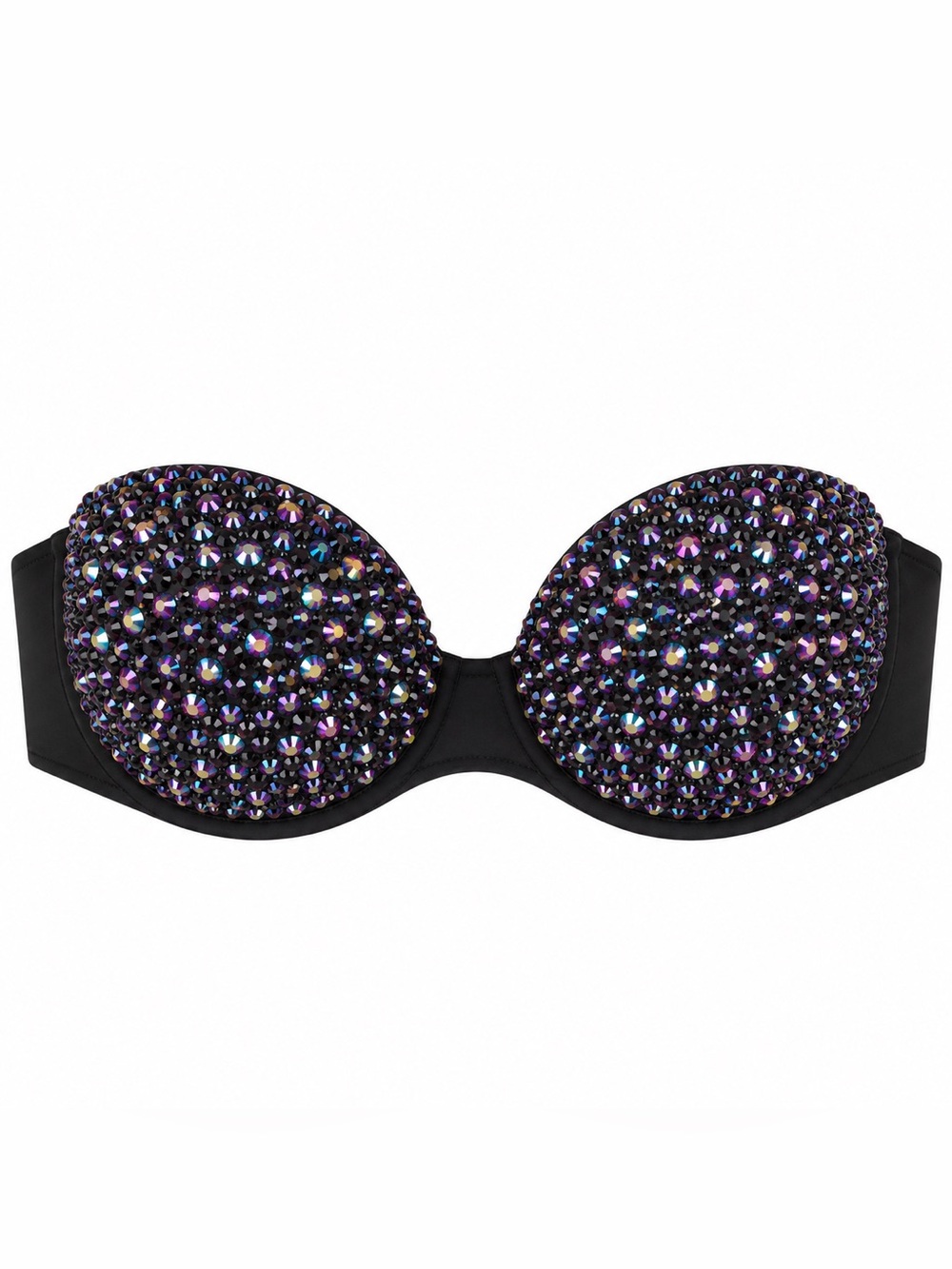 Jet Black AB Iridescent Jelly Rhinestone Sparkly Bra Limited Special